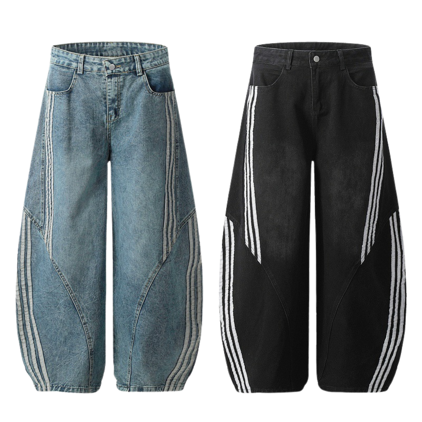 Calça Jeans Baggy "Striped"