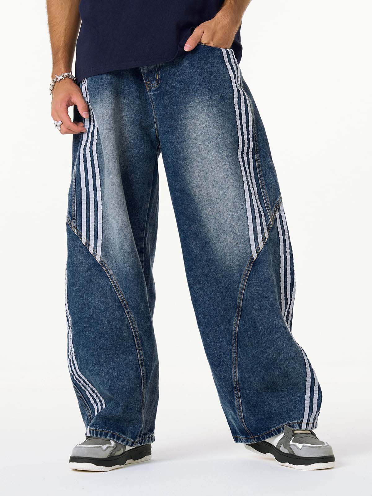 Calça Jeans Baggy "Striped"