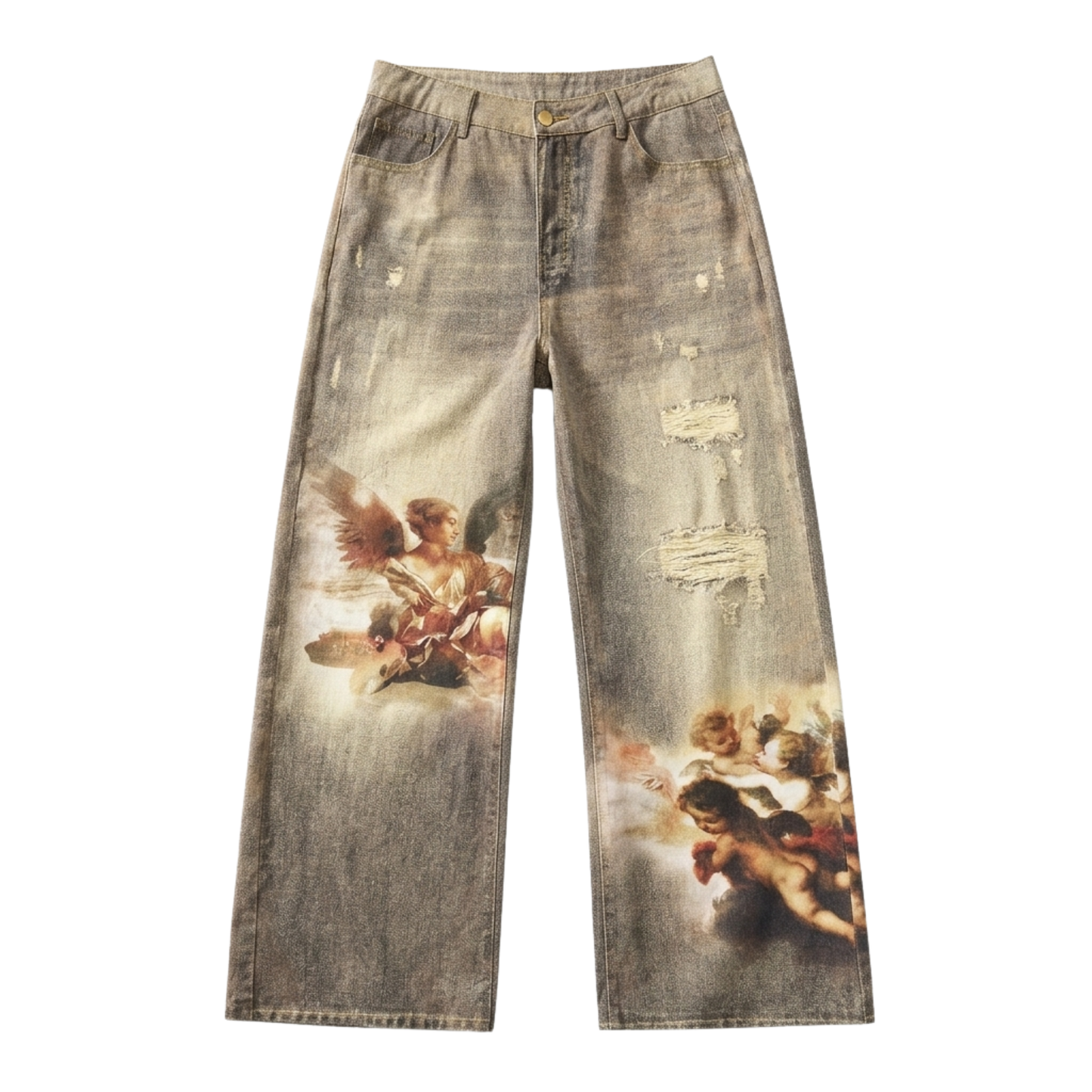 Calça Jeans "Angels" Graphic Distressed